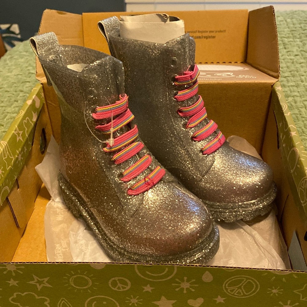 Western Chief Girls Sparkly Combat Boots